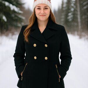 Maralyn & Me Black Pea Coat Size: XL Double Breasted